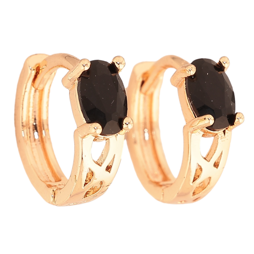 Серьги Xuping M&L цвет 18K колечки "Узор с черными кристаллами" фото №1