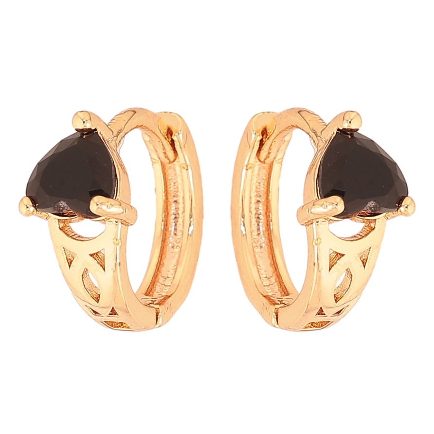 Сережки Xuping M&L колір 18K колечка "Візерунок з чорними кристалами" фото №1 Сережки Xuping M&L колір 18K колечка "Візерунок з чорними кристалами" фото №1