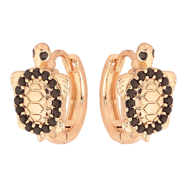 Сережки Xuping M&L колір 18K колечка "Черепахи з чорними кристалами" фото №21 Сережки Xuping M&L колір 18K колечка "Черепахи з чорними кристалами" фото №21