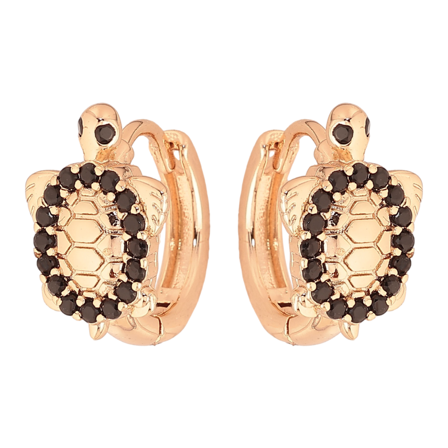 Сережки Xuping M&L колір 18K колечка "Черепахи з чорними кристалами" фото №1