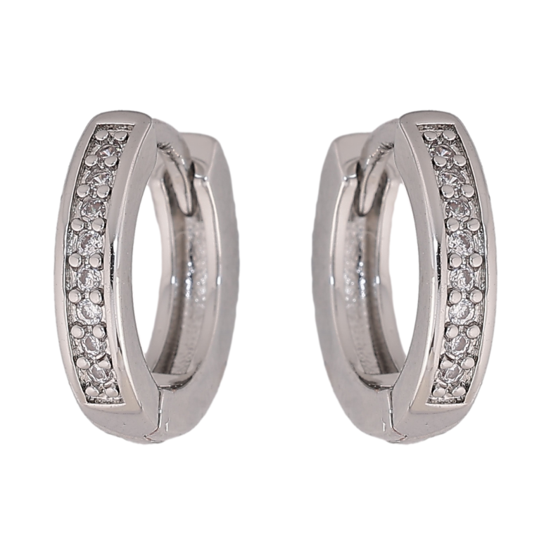 Сережки Xuping M&L колір Родій колечка "Доріжки кристалів" фото №1