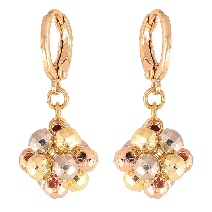 Сережки Xuping M&L колір 18К+14К+РО+Родій підвіски на колечках "Кульки з намистин" фото №11