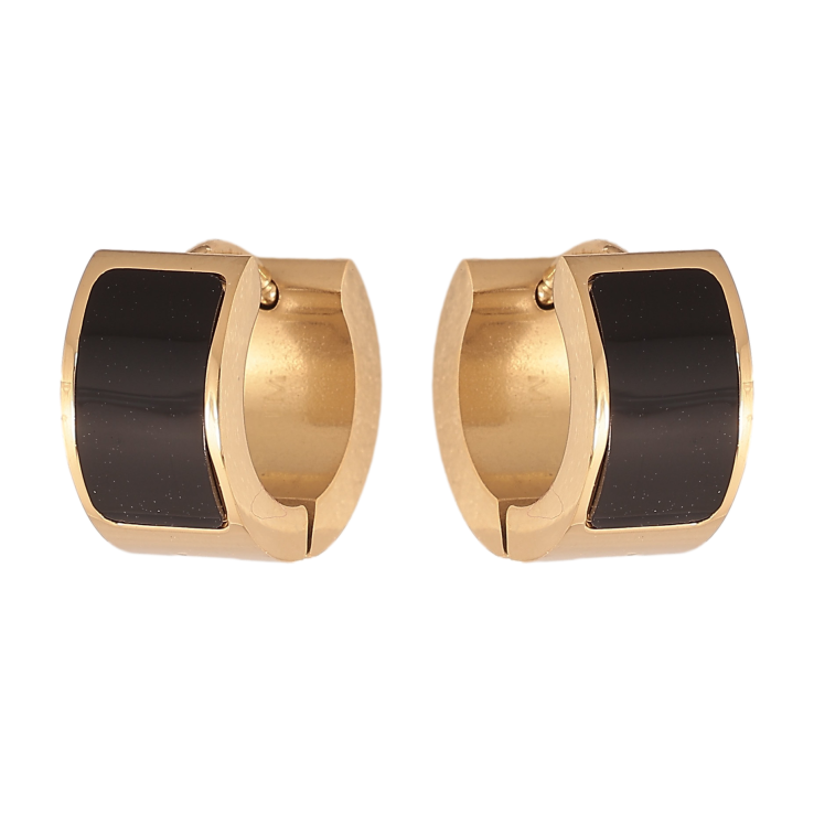 Сережки Xuping TTM Stainless Steel колір 14К колечка "Чорні вставки" фото №23