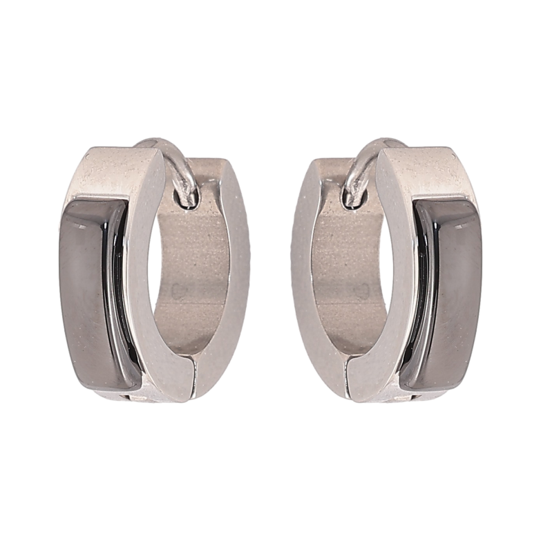 Серьги Xuping TTM Stainless Steel цвет Родий колечки "Вставки черная керамика" фото №1