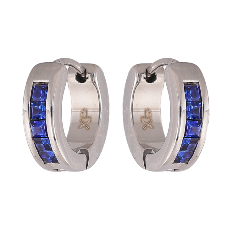 Сережки Xuping TTM Stainless Steel колір Родій колечка "Доріжки синіх кристалів" фото №6 Сережки Xuping TTM Stainless Steel колір Родій колечка "Доріжки синіх кристалів" фото №6