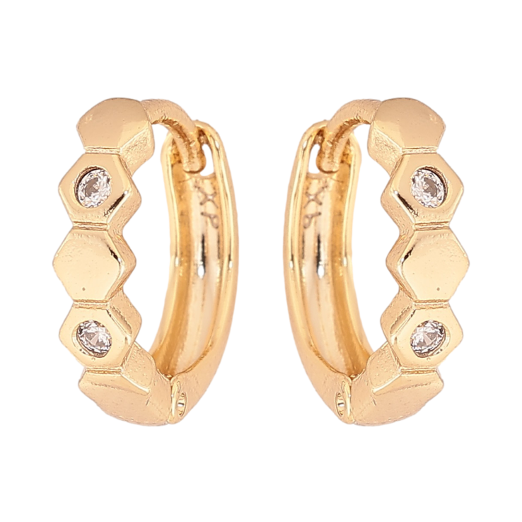 Сережки Xuping колір Позолота 14K колечка "Візерунок з кристалами" фото №9