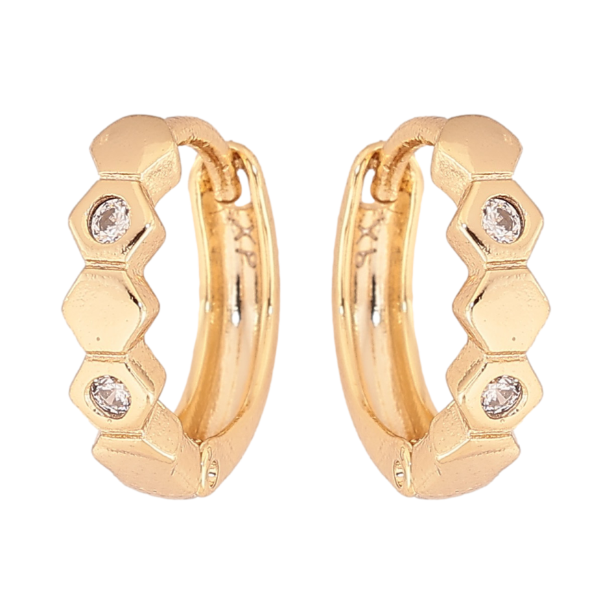 Сережки Xuping колір Позолота 14K колечка "Візерунок з кристалами" фото №1 Сережки Xuping колір Позолота 14K колечка "Візерунок з кристалами" фото №1