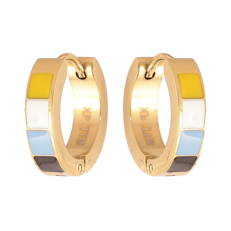 Сережки Xuping TTM Stainless Steel колір 14K колечка "Візерунок кольоровою емаллю" фото №12