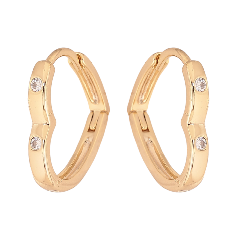 Серьги Xuping цвет Позолота 14K колечки "Сердечки с кристаллами" фото №1