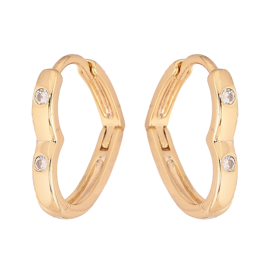 Сережки Xuping колір Позолота 14K колечка "Сердечки з кристалами" фото №1 Сережки Xuping колір Позолота 14K колечка "Сердечки з кристалами" фото №1