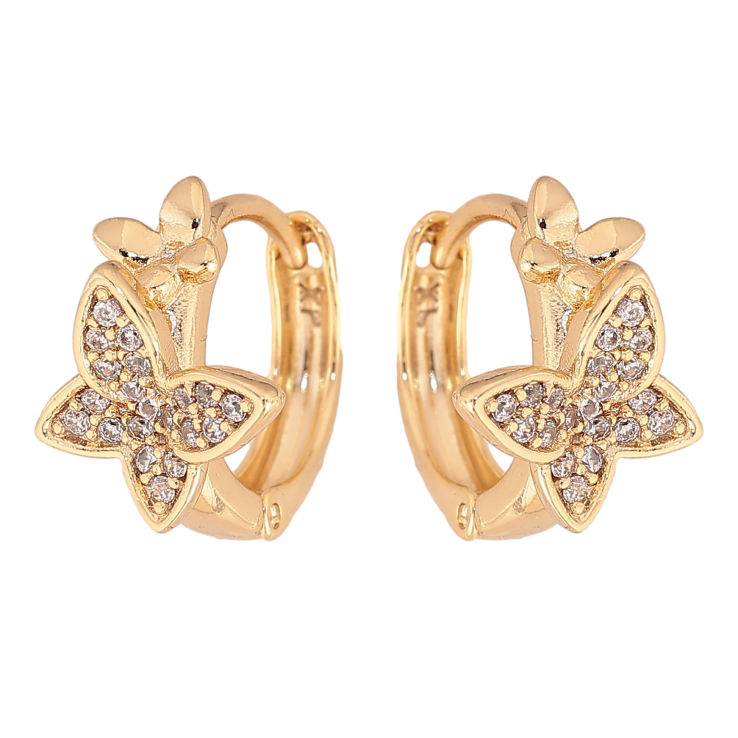 Сережки Xuping колір Позолота 14K колечка "Метелики з кристалами" фото №12