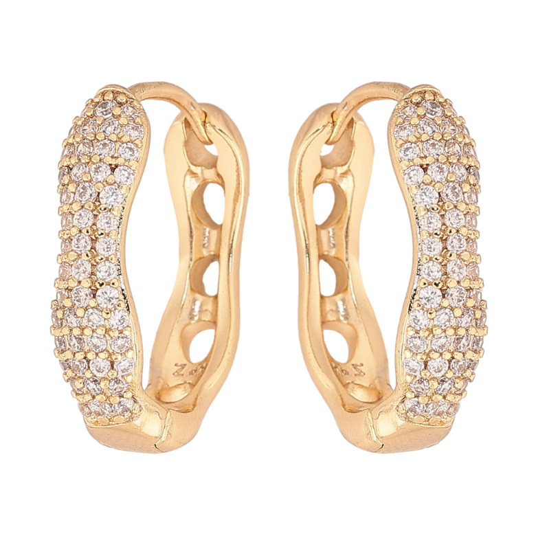 Сережки Xuping колір Позолота 14K колечка "Інкрустація кристалами" фото №9