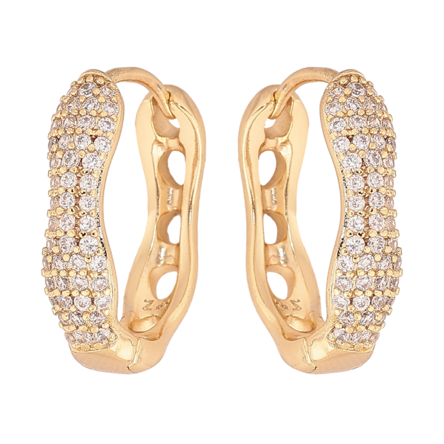 Сережки Xuping колір Позолота 14K колечка "Інкрустація кристалами" фото №1