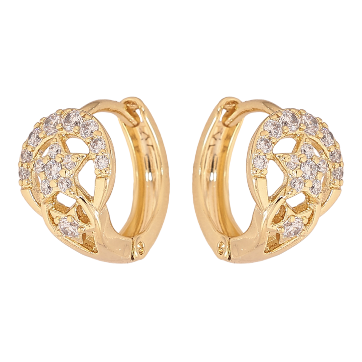 Сережки Xuping колір Позолота 14K колечка "Візерунок з кристалами" фото №11