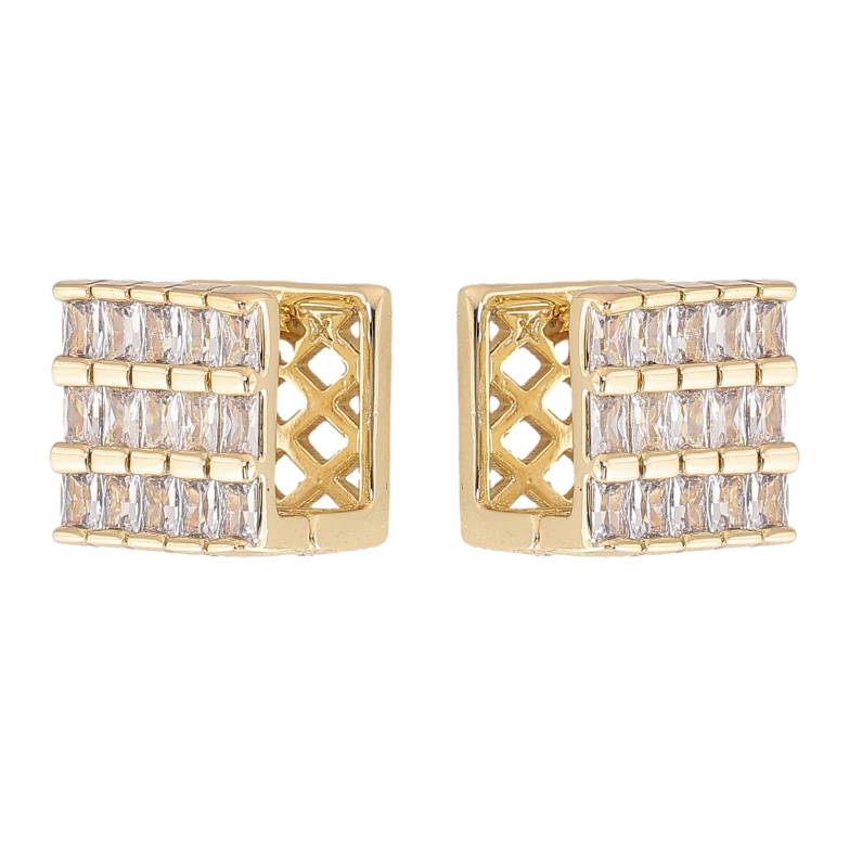 Серьги Xuping цвет Позолота 14K колечки "Инкрустация кристаллами" фото №3