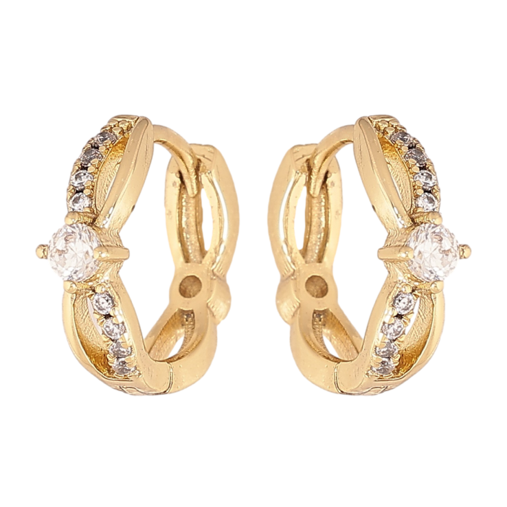 Серьги Xuping цвет Позолота 14K колечки "Узор с кристаллами" фото №2