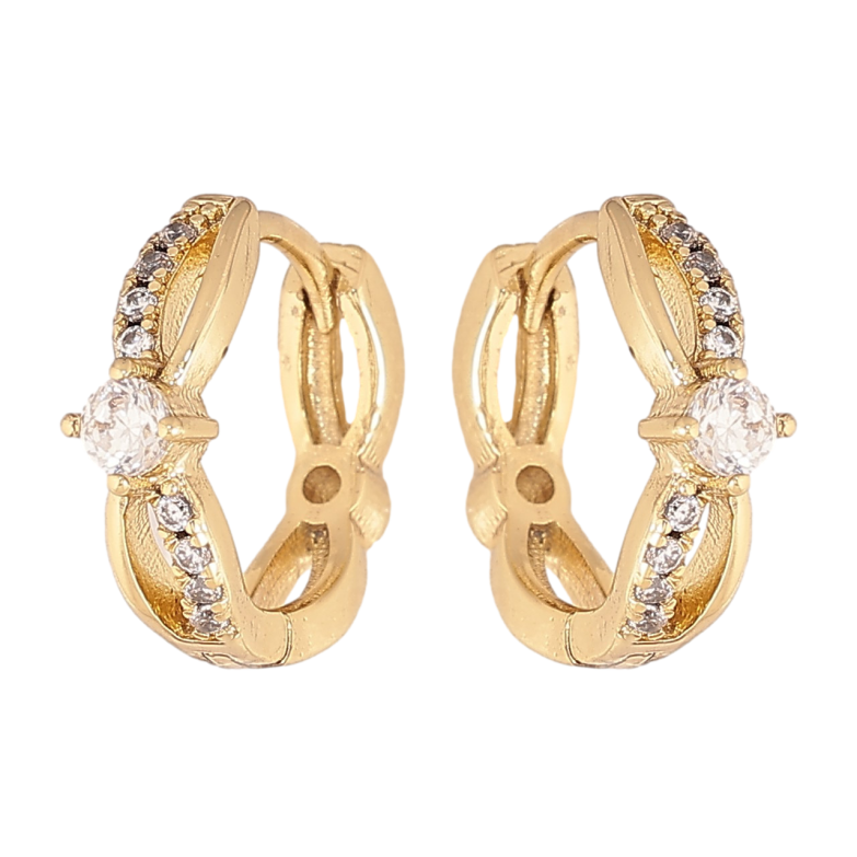 Серьги Xuping цвет Позолота 14K колечки "Узор с кристаллами" фото №1