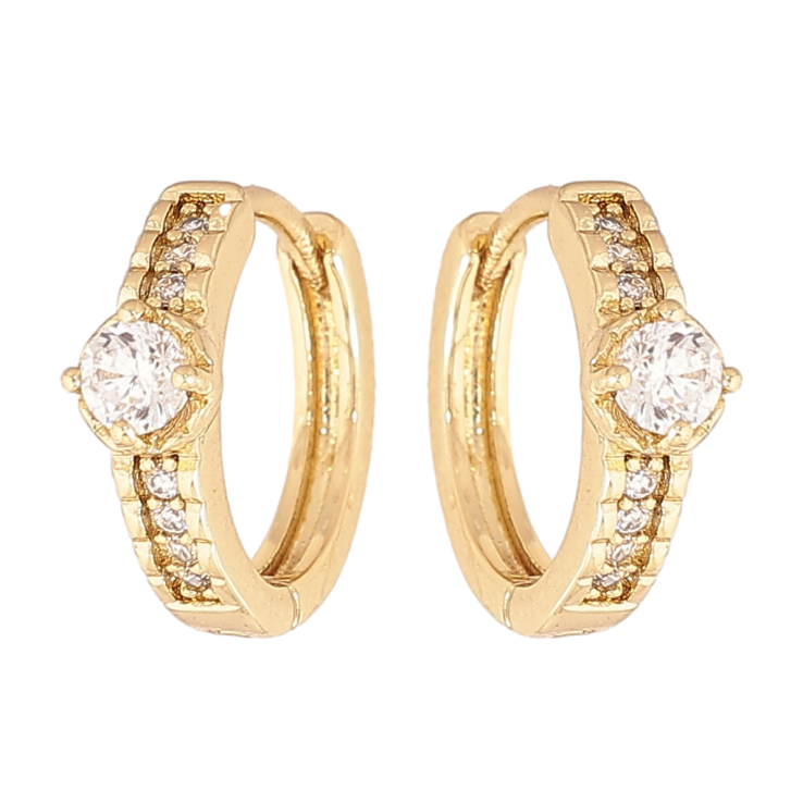 Серьги Xuping цвет Позолота 14K колечки "Узор с кристаллами" фото №15