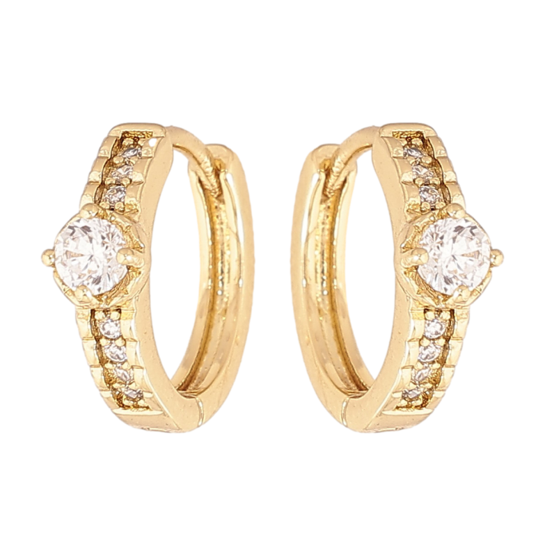 Сережки Xuping колір Позолота 14K колечка "Візерунок з кристалами" фото №1