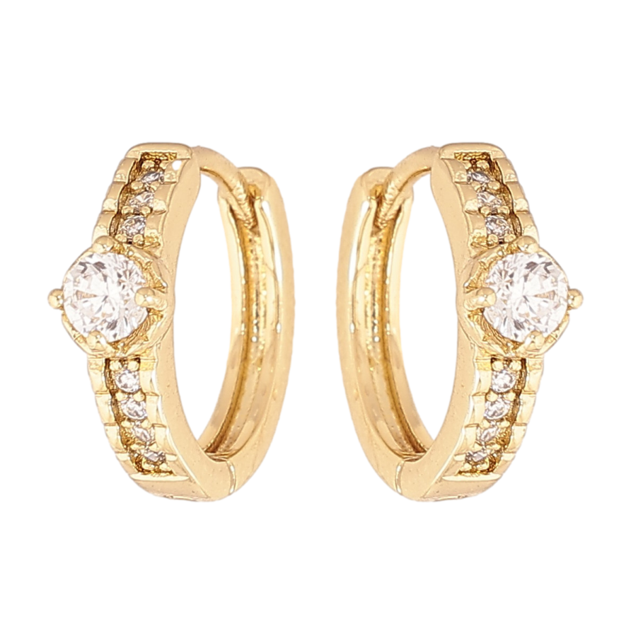 Серьги Xuping цвет Позолота 14K колечки "Узор с кристаллами" фото №1