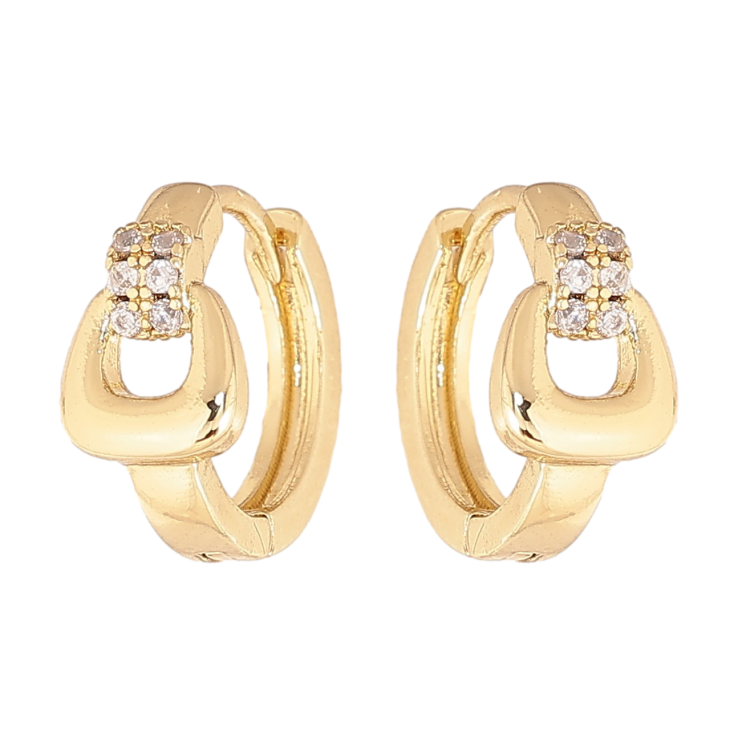 Серьги Xuping цвет Позолота 14K колечки "Узор с кристаллами" фото №11