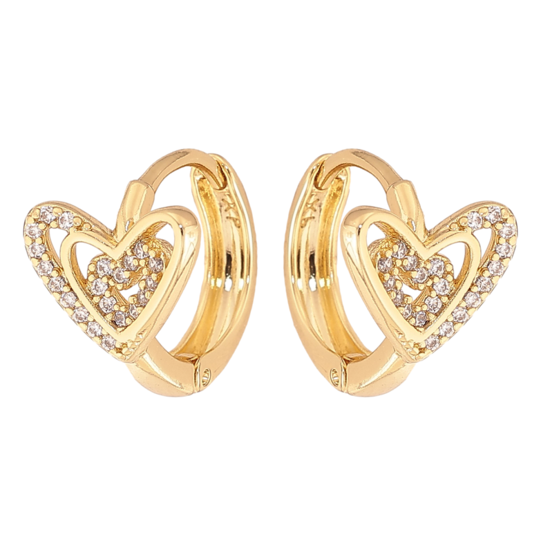 Серьги Xuping цвет Позолота 14K колечки "Сердечки с кристаллами" фото №4 Серьги Xuping цвет Позолота 14K колечки "Сердечки с кристаллами" фото №4