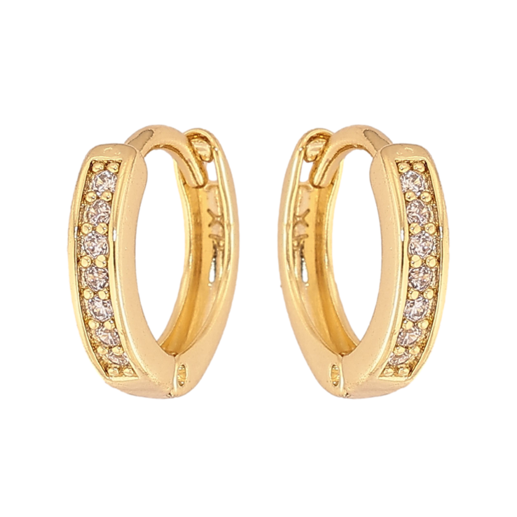 Сережки Xuping колір Позолота 14K колечка "Доріжки кристалів" фото №7 Сережки Xuping колір Позолота 14K колечка "Доріжки кристалів" фото №7
