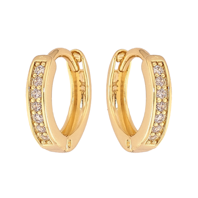Сережки Xuping колір Позолота 14K колечка "Доріжки кристалів" фото №1 Сережки Xuping колір Позолота 14K колечка "Доріжки кристалів" фото №1