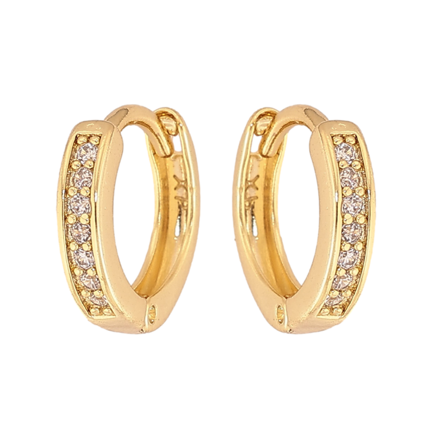 Сережки Xuping колір Позолота 14K колечка "Доріжки кристалів" фото №1 Сережки Xuping колір Позолота 14K колечка "Доріжки кристалів" фото №1