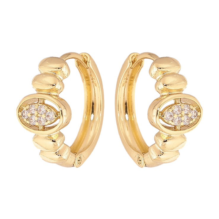 Серьги Xuping цвет Позолота 14K колечки "Узор с кристаллами" фото №20