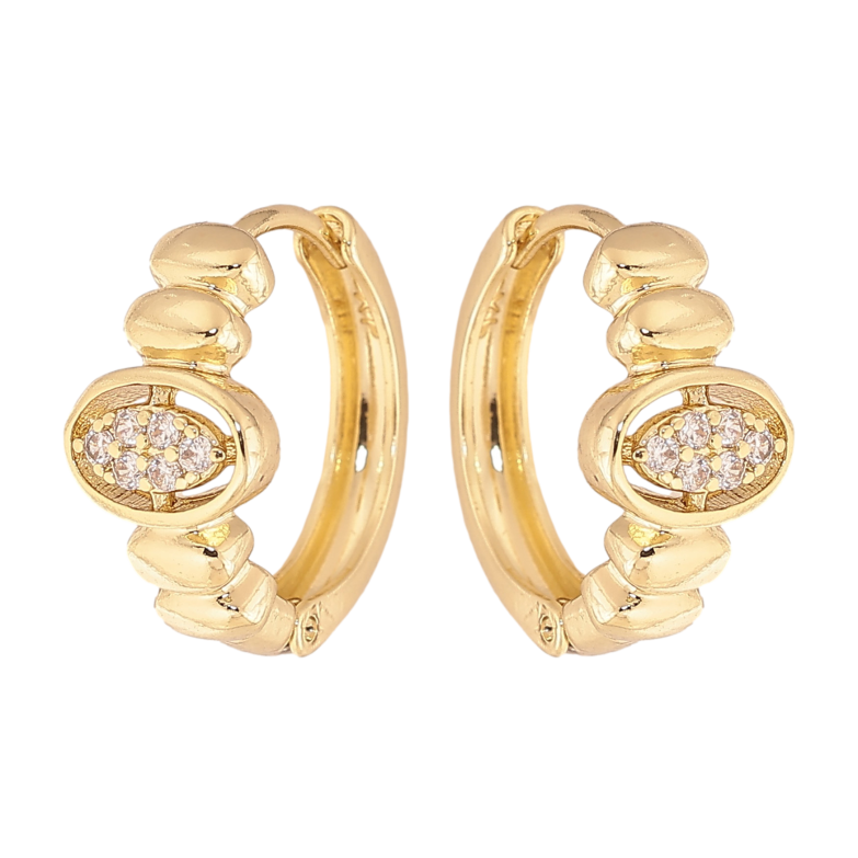Серьги Xuping цвет Позолота 14K колечки "Узор с кристаллами" фото №1 Серьги Xuping цвет Позолота 14K колечки "Узор с кристаллами" фото №1