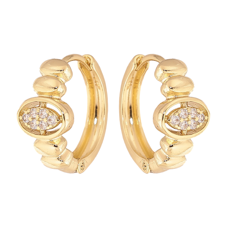 Серьги Xuping цвет Позолота 14K колечки "Узор с кристаллами" фото №1 Серьги Xuping цвет Позолота 14K колечки "Узор с кристаллами" фото №1