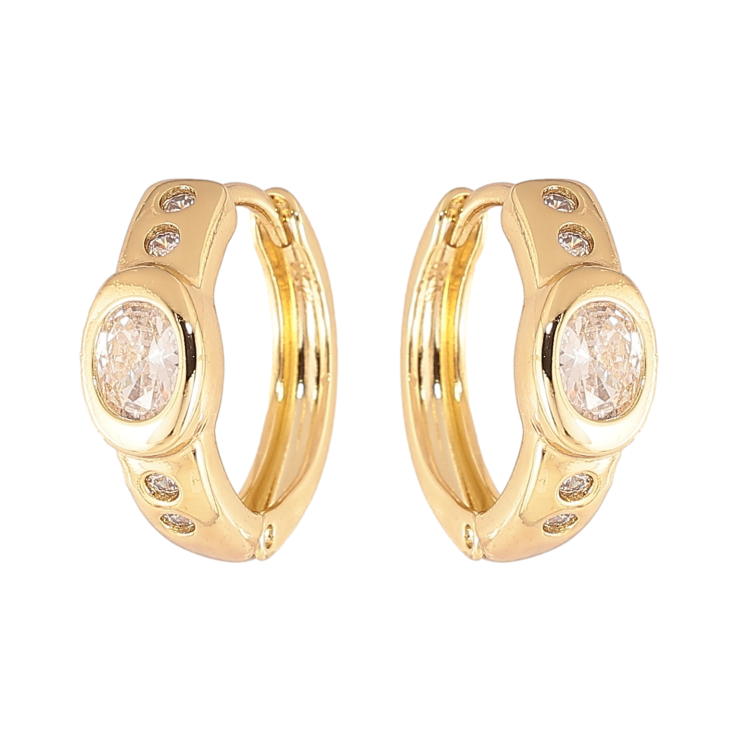 Серьги Xuping цвет Позолота 14K колечки "Узор с кристаллами" фото №11