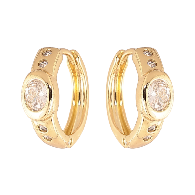 Серьги Xuping цвет Позолота 14K колечки "Узор с кристаллами" фото №2