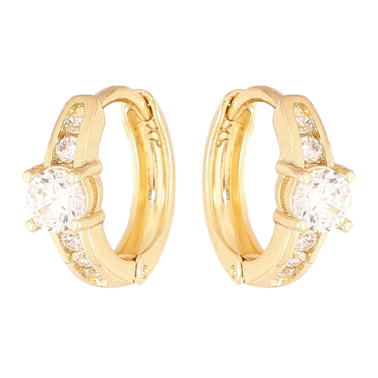 Серьги Xuping цвет Позолота 14K колечки "Узор с кристаллами" фото №21