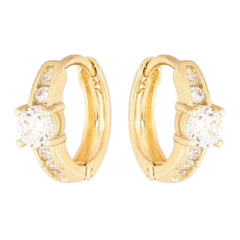 Сережки Xuping колір Позолота 14K колечка "Візерунок з кристалами" фото №6