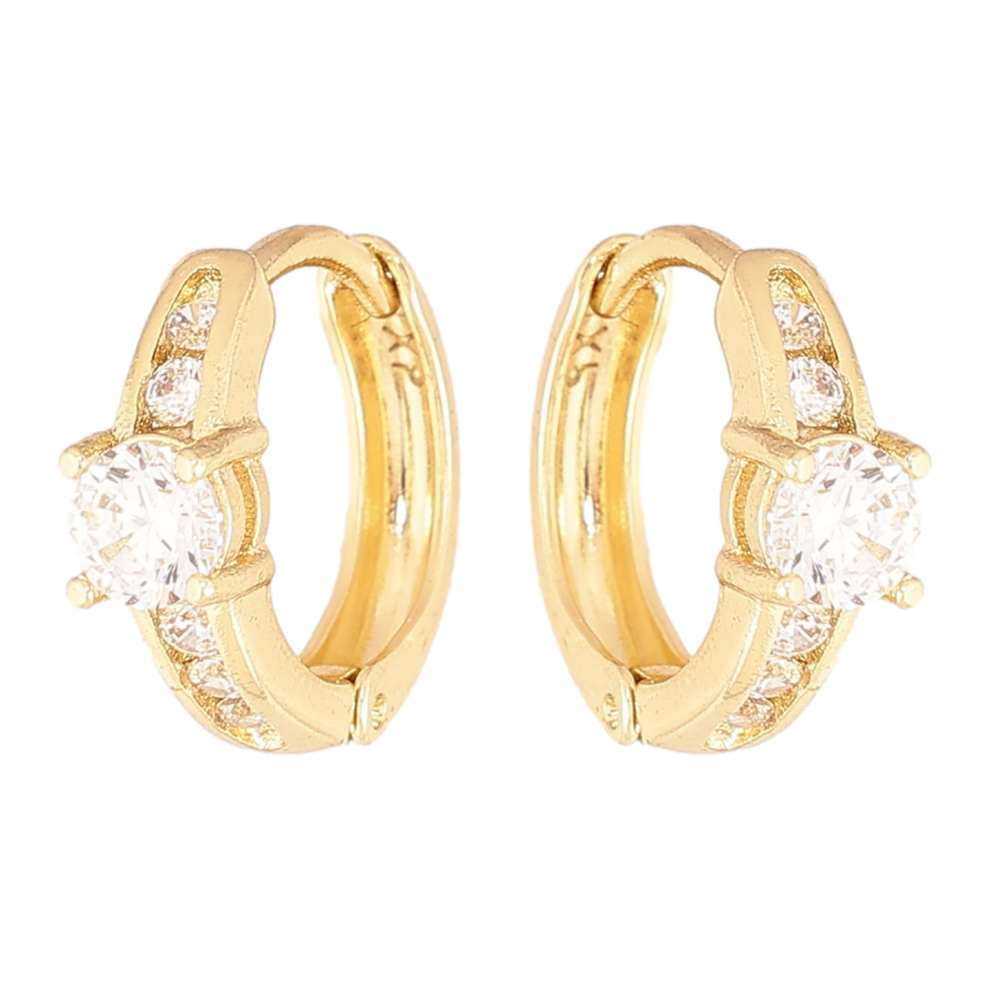 Серьги Xuping цвет Позолота 14K колечки "Узор с кристаллами" фото №1