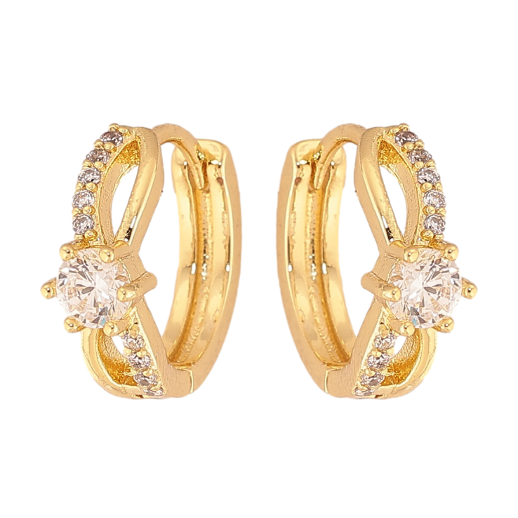 Серьги Xuping цвет Позолота 14K колечки "Узор с кристаллами" фото №24
