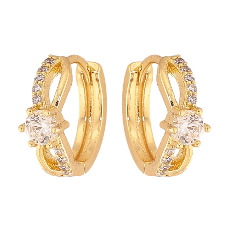 Серьги Xuping цвет Позолота 14K колечки "Узор с кристаллами" фото №1 Серьги Xuping цвет Позолота 14K колечки "Узор с кристаллами" фото №1