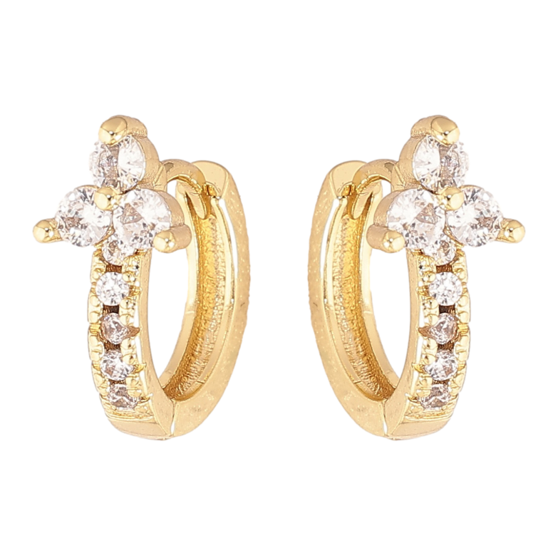 Сережки Xuping колір Позолота 14K колечка "Візерунок з кристалами" фото №1