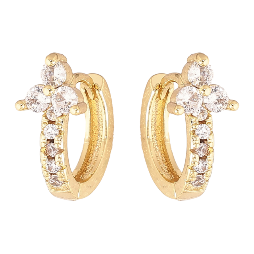 Серьги Xuping цвет Позолота 14K колечки "Узор с кристаллами" фото №1