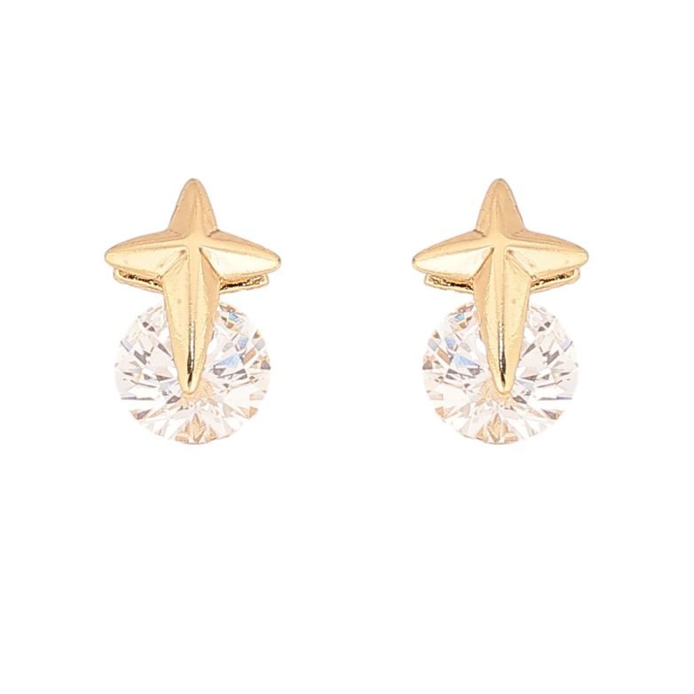 Серьги Xuping цвет Позолота 14K пусеты "Кристаллы с звездами" фото №4