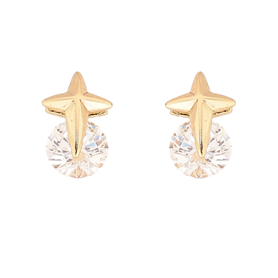 Сережки Xuping колір Позолота 14K пусети "Кристали з зірками" фото №1