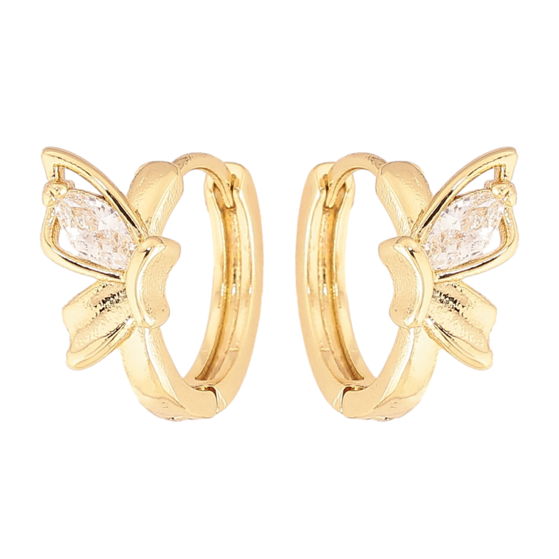 Серьги Xuping цвет Позолота 14K колечки "Кристальные бабочки" фото №4 Серьги Xuping цвет Позолота 14K колечки "Кристальные бабочки" фото №4