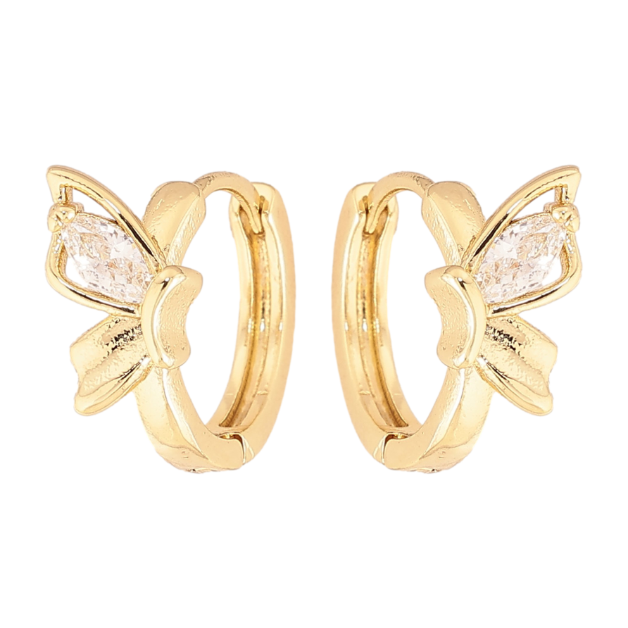 Сережки Xuping колір Позолота 14K колечка "Кристальні метелики" фото №1 Сережки Xuping колір Позолота 14K колечка "Кристальні метелики" фото №1