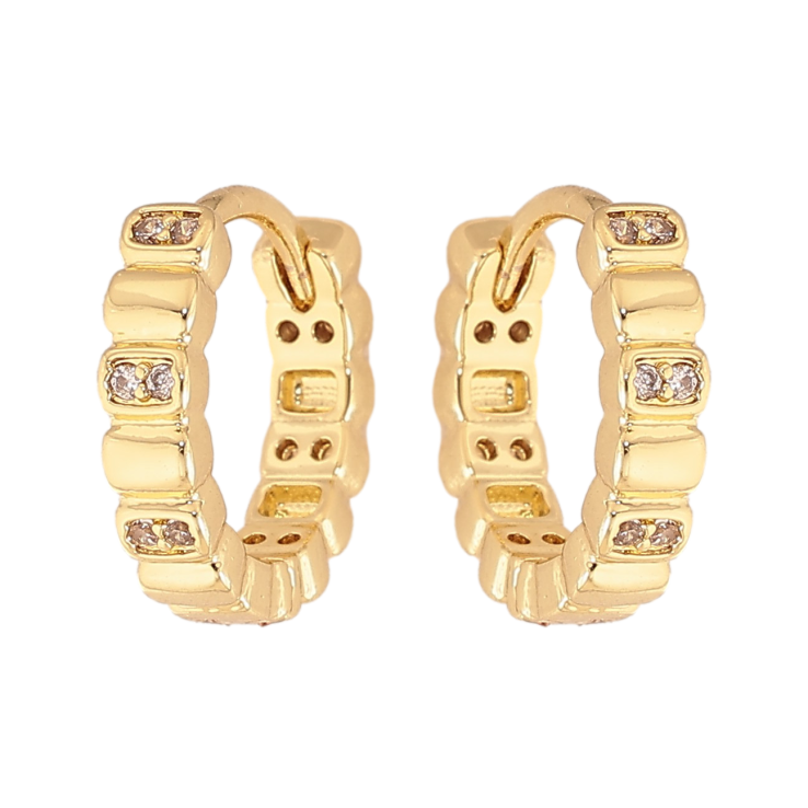 Серьги Xuping цвет Позолота 14K колечки "Узор с кристаллами" фото №22