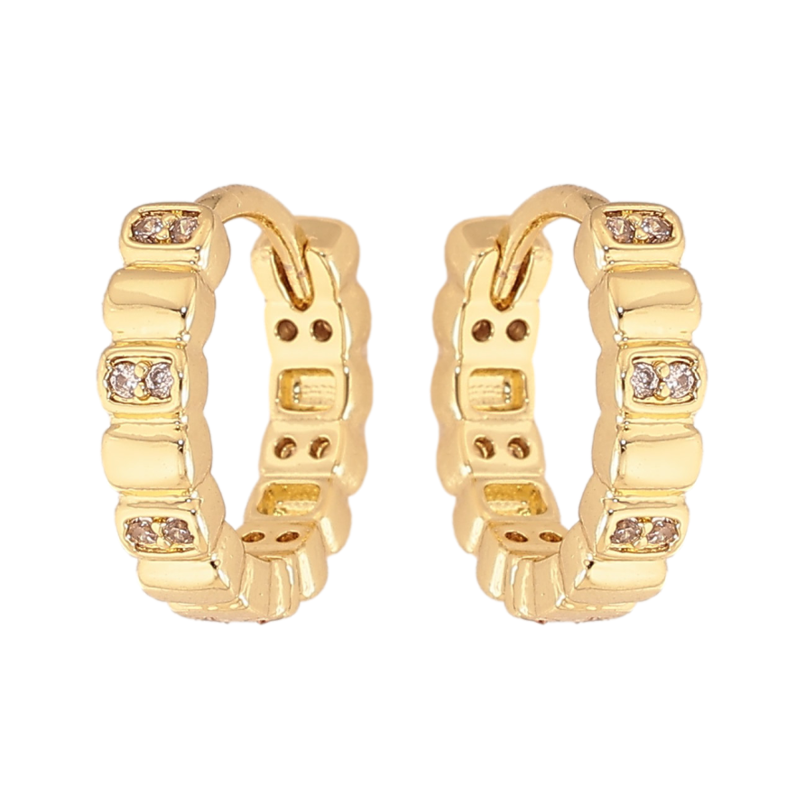 Серьги Xuping цвет Позолота 14K колечки "Узор с кристаллами" фото №1 Серьги Xuping цвет Позолота 14K колечки "Узор с кристаллами" фото №1