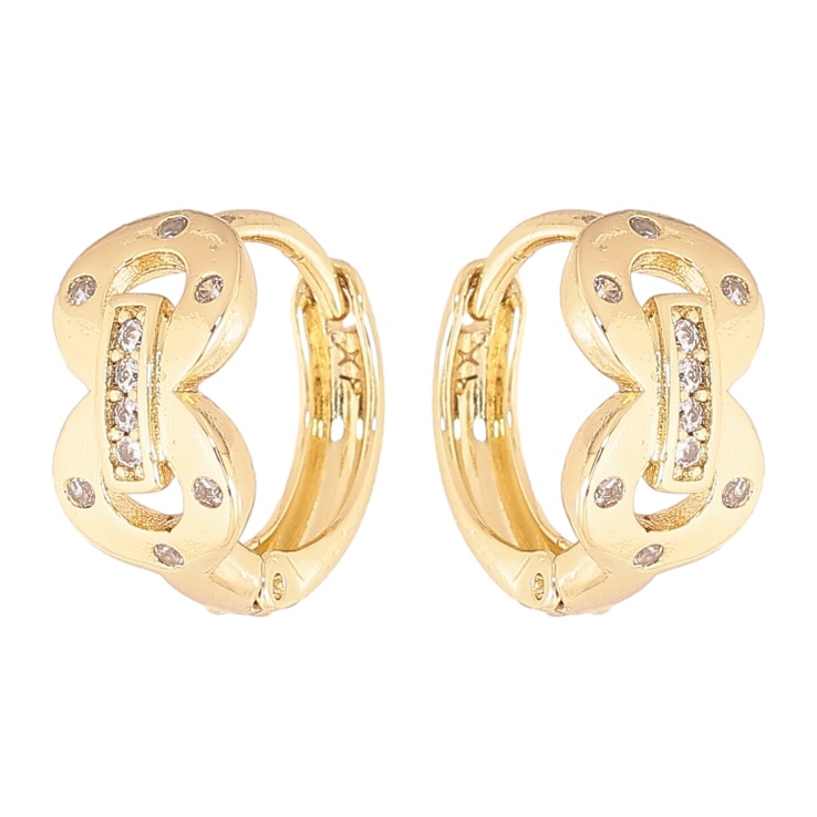 Серьги Xuping цвет Позолота 14K колечки "Узор с кристаллами" фото №13