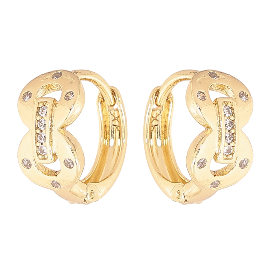 Серьги Xuping цвет Позолота 14K колечки "Узор с кристаллами" фото №1