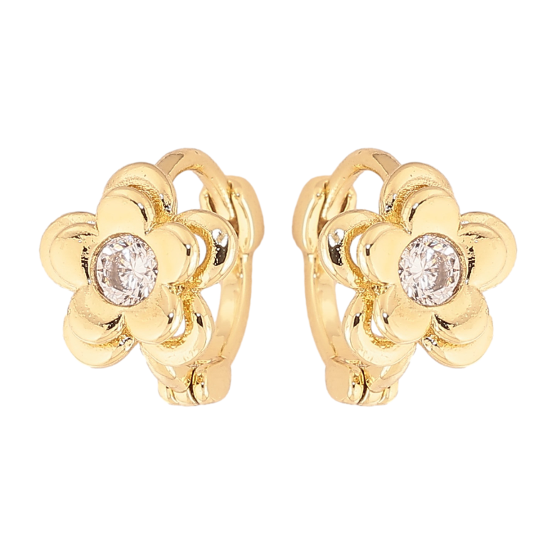 Серьги Xuping цвет Позолота 14K колечки "Цветочки с кристаллами" фото №1 Серьги Xuping цвет Позолота 14K колечки "Цветочки с кристаллами" фото №1